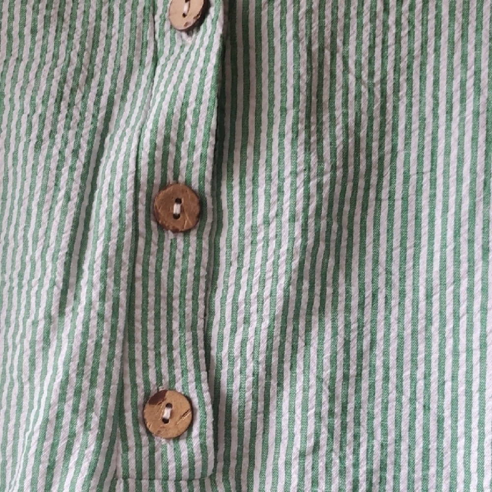 SHEIN Green and White Seersucker  Striped Short Set - Picture 7 of 12